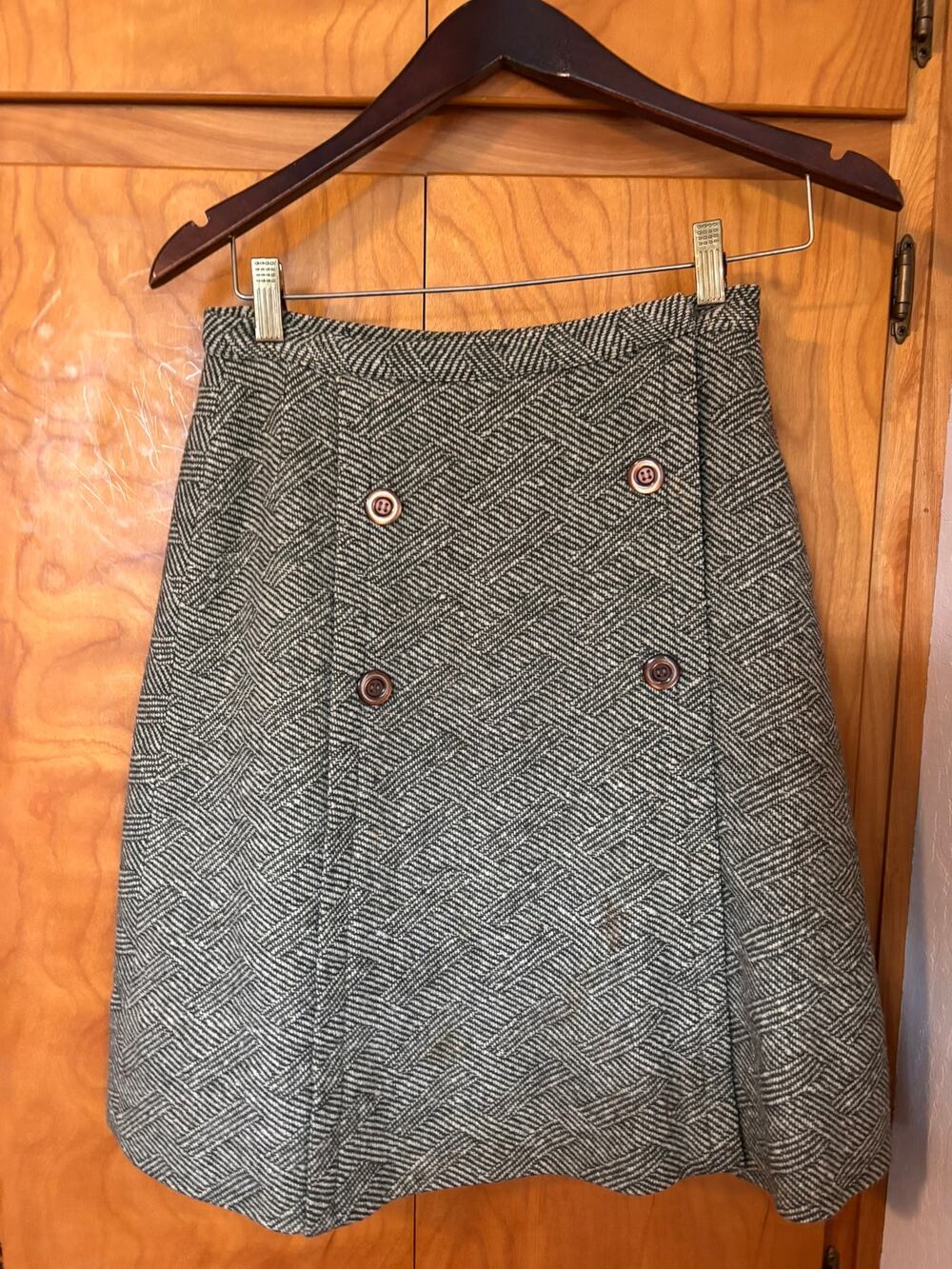 Vintage 1960s Pandora Herringbone A-Line Skirt Union Made Mod Academia 13/14